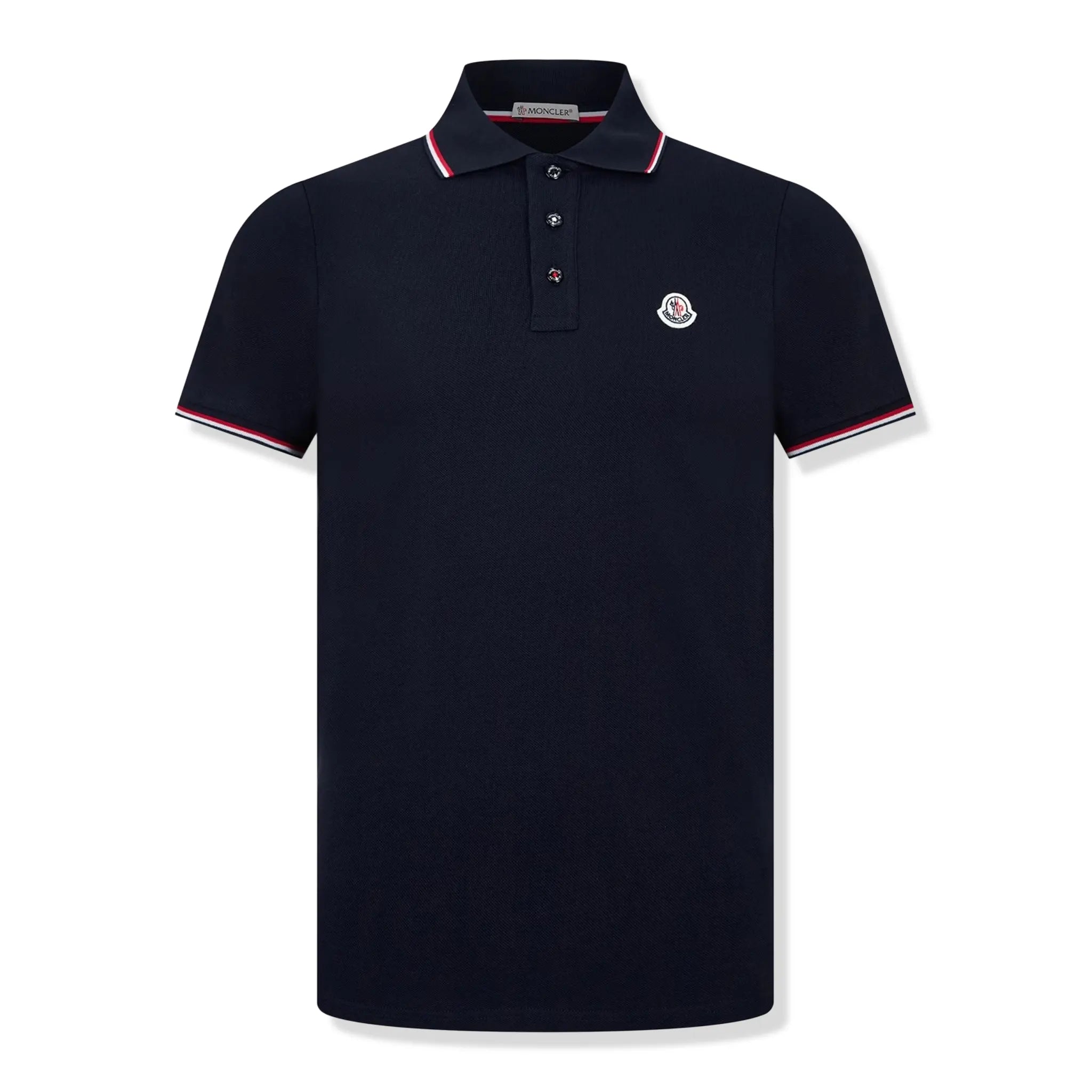 Front view of Moncler Maglia Indigo Blue Polo Shirt I20918A7030084556796